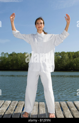 Tai Chi, Sau Gong esercizio, raccogliendo il Qi Foto Stock