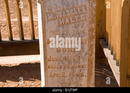 Fotografia della lapide nel cimitero di Grafton, Grafton città fantasma, Utah, Stati Uniti d'America. Situato vicino al Parco Nazionale di Zion. Foto Stock