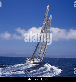 Superyacht Cup Palma 2008 Ulysse Nardin Cup regata nella baia di Palma de Mallorca - superyacht a vela di Senso uno Foto Stock