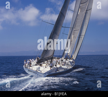 Superyacht Cup Palma 2008 Ulysse Nardin Cup regata nella baia di Palma de Mallorca - superyacht a vela di Senso uno Foto Stock