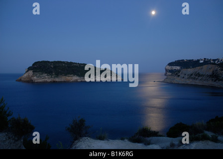 Vista dal Cabo de San Martin di Portichol Island & Cabo de la Nao, Javea, Provincia di Alicante, Comunidad Valenciana, Spagna Foto Stock