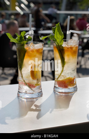 Due cocktail estivo sul Banco Central Bar Terrazza Royal Festival Hall a South Bank di Londra Foto Stock