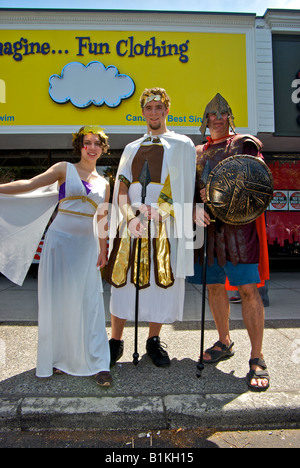 Il Greco antico personaggi in costume a Vancouver greco day festival Foto Stock