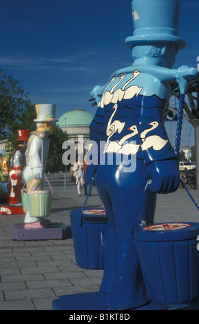 Hans Hummel figure, temporanea arte progetto ad Amburgo, Germania Foto Stock
