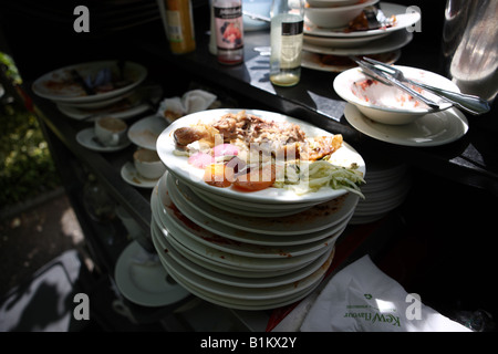 I residui di cibo in inglese cafe. Foto Stock