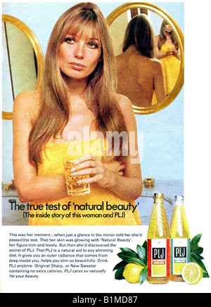 1970 Pubblicità per PLJ Puro succo di limone per solo uso editoriale Foto Stock