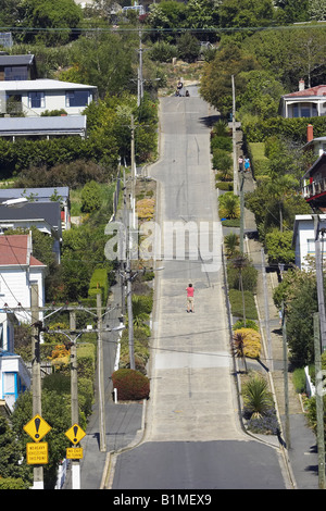 Baldwin Street worlds steepest street Dunedin Isola del Sud della Nuova Zelanda Foto Stock