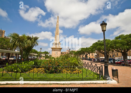 Ciutadella Menorca Minorca obelisco Foto Stock