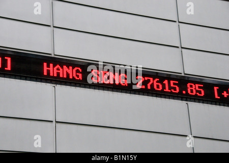 Ticker tape segno della politica estera i mercati azionari e prezzi Foto Stock