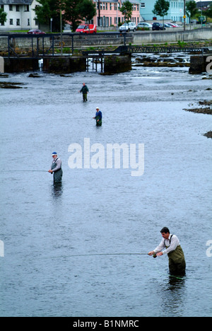 La pesca del salmone fiume Moy, Ballina Co. Mayo Irlanda Foto Stock