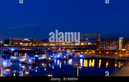 Odyssey Lagan Weir Belfast Irlanda del Nord al tramonto Foto Stock