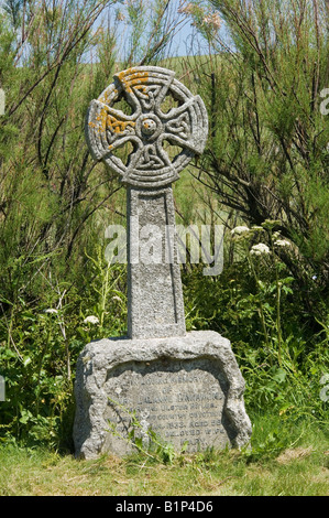 Croce celtica, Gunwalloe, Cornwall Foto Stock