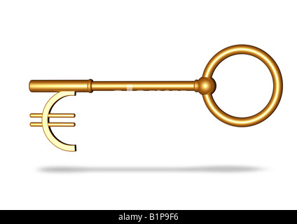 Il tasto con il simbolo dell'euro Schluessel mit Eurozeichen als Schluesselbart Foto Stock