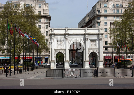 Il Marble Arch a Speaker's Corner, Hyde Park, London Inghilterra England Foto Stock