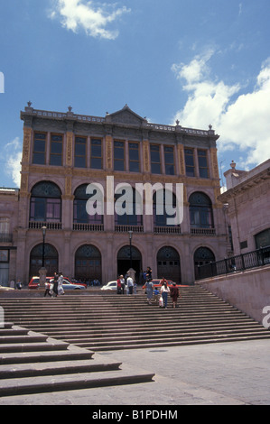 La Plazuela Francisco Goitia plaza e teatro Teatro Calderon nella città di Zacatecas, Messico Foto Stock