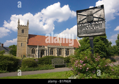 Chiesa di tutti i santi a Fornham Tutti i Santi, Suffolk, Regno Unito Foto Stock