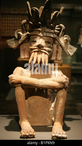 Tlaloc Pueblan dio delle acque, arte precolombiana da Chicayan, Ozuluama, Veracruz nel Museo Nazionale di Antropologia del Messico. Foto Stock