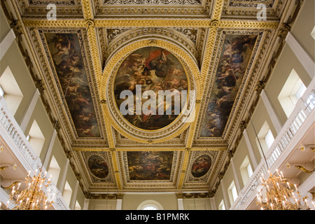 Il soffitto dipinto la Banqueting House di Whitehall Londra Inghilterra.Il solo superstite in situ di un soffitto dipinto di Peter Paul Rubens Foto Stock