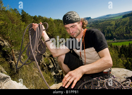 Hirschgrund Elbe montagne di arenaria Germania Foto Stock