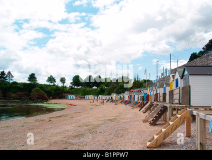 Spiaggia di capanne su Corbyn Head beach Torquay,Torbay,South Devon Foto Stock