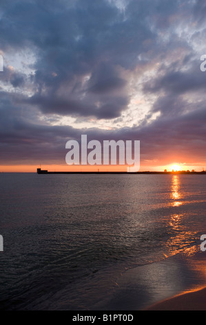 Tramonto sulla Baia di Puck Mar Baltico Polonia Foto Stock