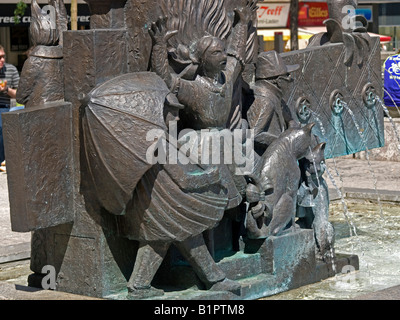 Fontana con fiaba figure da Hauptwache in Frankfurt am Main Hesse Germania Foto Stock