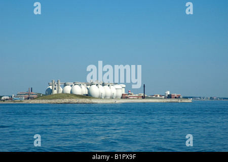 Isola di cervi Impianto di trattamento dei liquami Boston Massachusetts Foto Stock