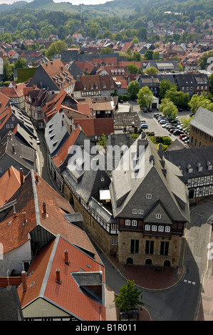 Vista dei fornai Guildhall e la città vecchia di Goslar, Bassa Sassonia, Germania. Foto Stock