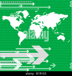 Cartina del mondo con le frecce Foto Stock