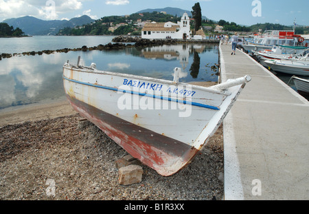 Xvii secolo il monastero Vlaheraina (monastero di Panagia Vlacherna), l'isola di Corfù, Grecia Foto Stock