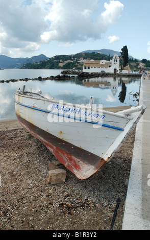 Xvii secolo il monastero Vlaheraina (monastero di Panagia Vlacherna), l'isola di Corfù, Grecia Foto Stock