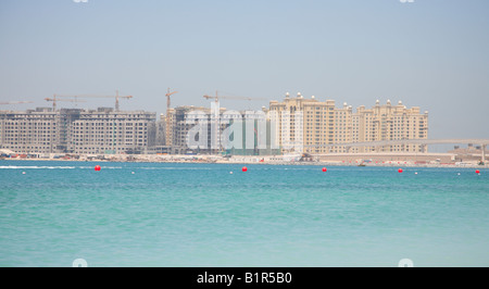 Palm Jumeirah in costruzione un lusso isola residenziale che è conformata come una palma Dubai Emirati Arabi Uniti Foto Stock