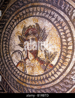 Mosaico romano piano Corinium Museum Cirencester tessere England Gloucestershire Regno Unito Gran Bretagna pavimentazione pavimenti mosaici Foto Stock