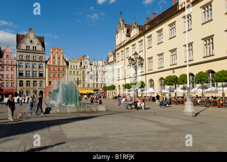 Piazza del Mercato, Rynek di Wroclaw, Slesia, Polonia, Europa Foto Stock