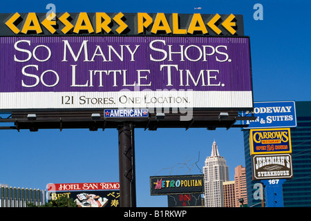 Pubblicità segno, Cesars Palace, Las Vegas, Nevada, STATI UNITI D'AMERICA Foto Stock