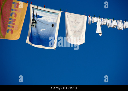 Stendibiancheria, Korfu Città, Korfu, Grecia Foto Stock