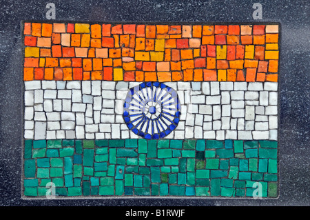 Mosaico della bandiera indiana, monumento, il Soldato universale, Battery Park, il Quartiere Finanziario di Manhattan, New York City, Stati Uniti d'America Foto Stock