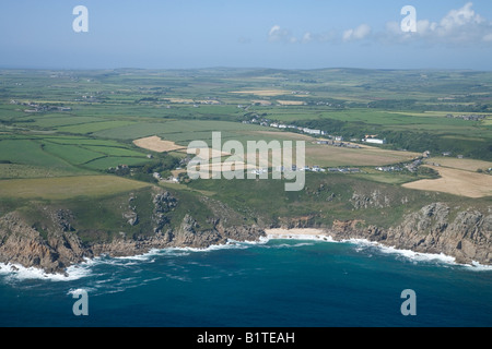 Porthchapel beach cove vista aerea Lands End Peninsula West Cornwall Inghilterra GB Gran Bretagna UK Regno Unito Isole britanniche Foto Stock