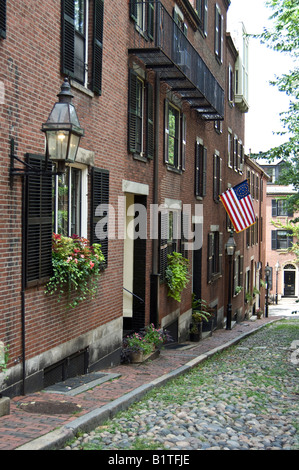 Edifici su Acorn Street, Beacon Hill, Boston, Stati Uniti d'America Foto Stock