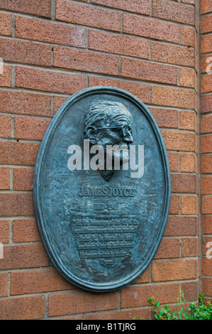 Una targa di bronzo sulla parete della Mater ospedale privato su Eccles Street Dublin commemora l'autore di Ulisse, Jame Gioia Foto Stock