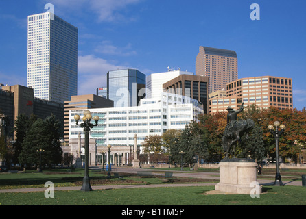 Skyline della città e al Centro Civico Park Denver Colorado USA Foto Stock