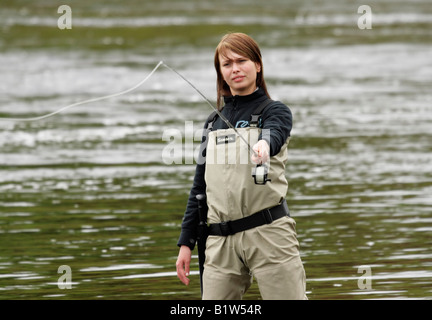 Primo Murmansk aprire Fly Fishing Cup a 28 29 giugno 2008 anno Songui Fiume Kola Kola Peninsula Arctique russo Foto Stock