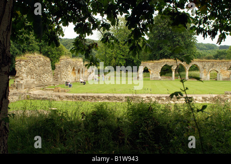 Resti di Hailes abbazia nei pressi di Winchcombe Gloucestershire in Inghilterra Foto Stock