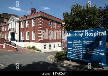 Colpo all'ingresso principale del Il Maudsley Hospital in Danimarca Hill Foto Stock