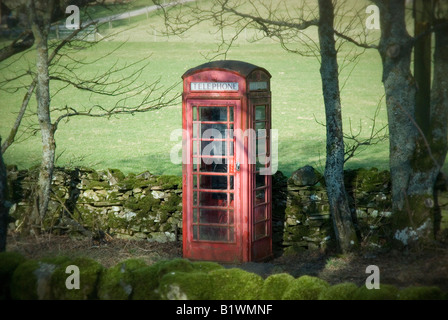 Tradizionale Phonebox del Regno Unito in posizione rurale Foto Stock