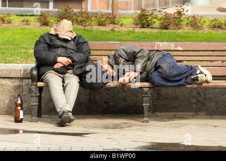 Persone senza dimora a Mosca, Russia Foto Stock