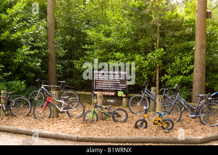Noleggio di biciclette a Center Parcs a Elveden vicino a Thetford, Regno Unito Foto Stock