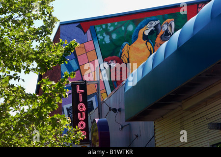 Un murale in stile contemporaneo in culturalmente variegata Adams Morgan Neighborhood di Washington DC Foto Stock