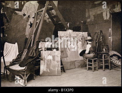 Lautrec nel suo studio di rue Caulaincourt, 1890. Henri Marie Raymond de Toulouse Lautrec Monfa, 1864 -1901 Foto Stock