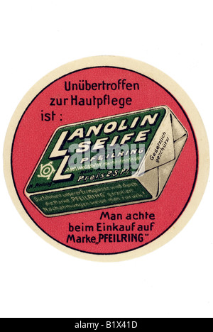 Unübertroffen zur Hautpflege ist lanolina Seife Pfeilring Lanolinfabrik Martinikenfelde Preis 25 Pf Man achte beim Einkauf auf ma Foto Stock